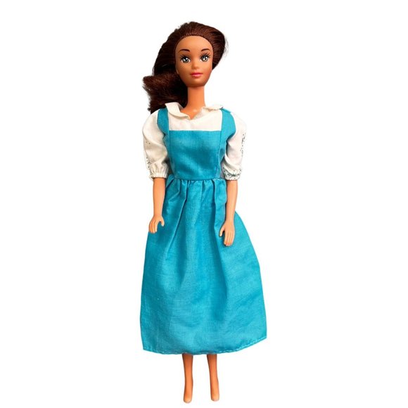 Mattel Disney Belle Doll Beauty and the Beast Blue Dress 1991 Green Eyes Brunett - Picture 1 of 9